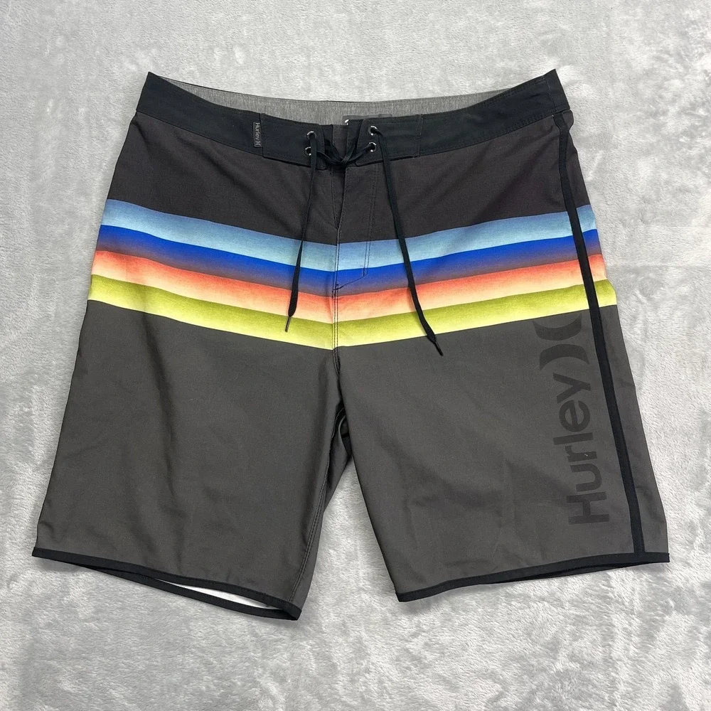 Hurley Shorts Mens 32 Multi Stripes Performance Phantom Board Water Polo Surfing